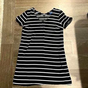 Apt.9 Black & White Striped V-Neck Dress